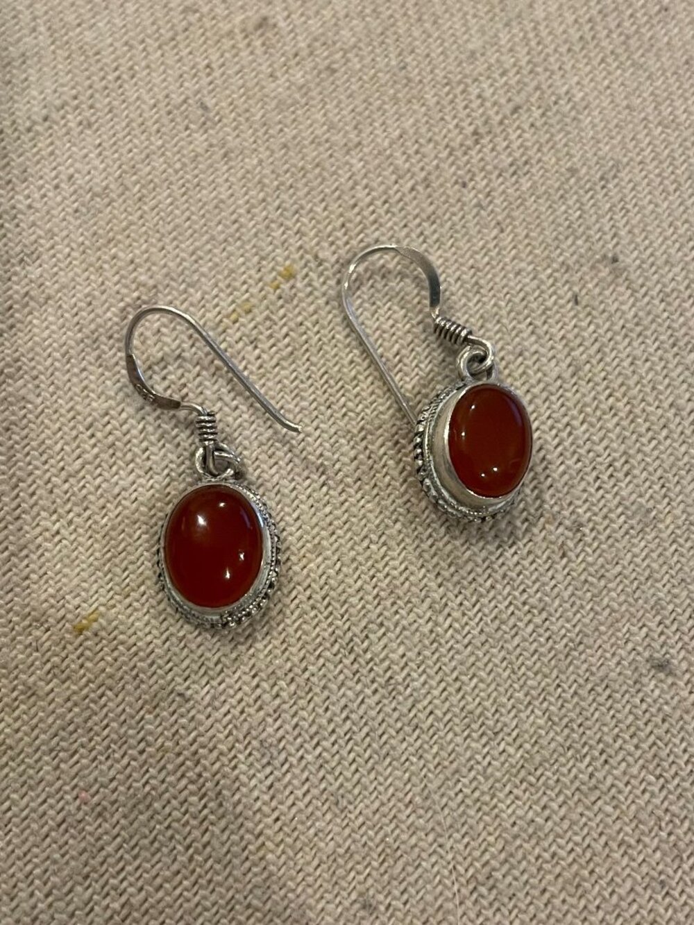 Vintage 925 Sterling Silver Carnelian Cabochon Earrings (matching set available)